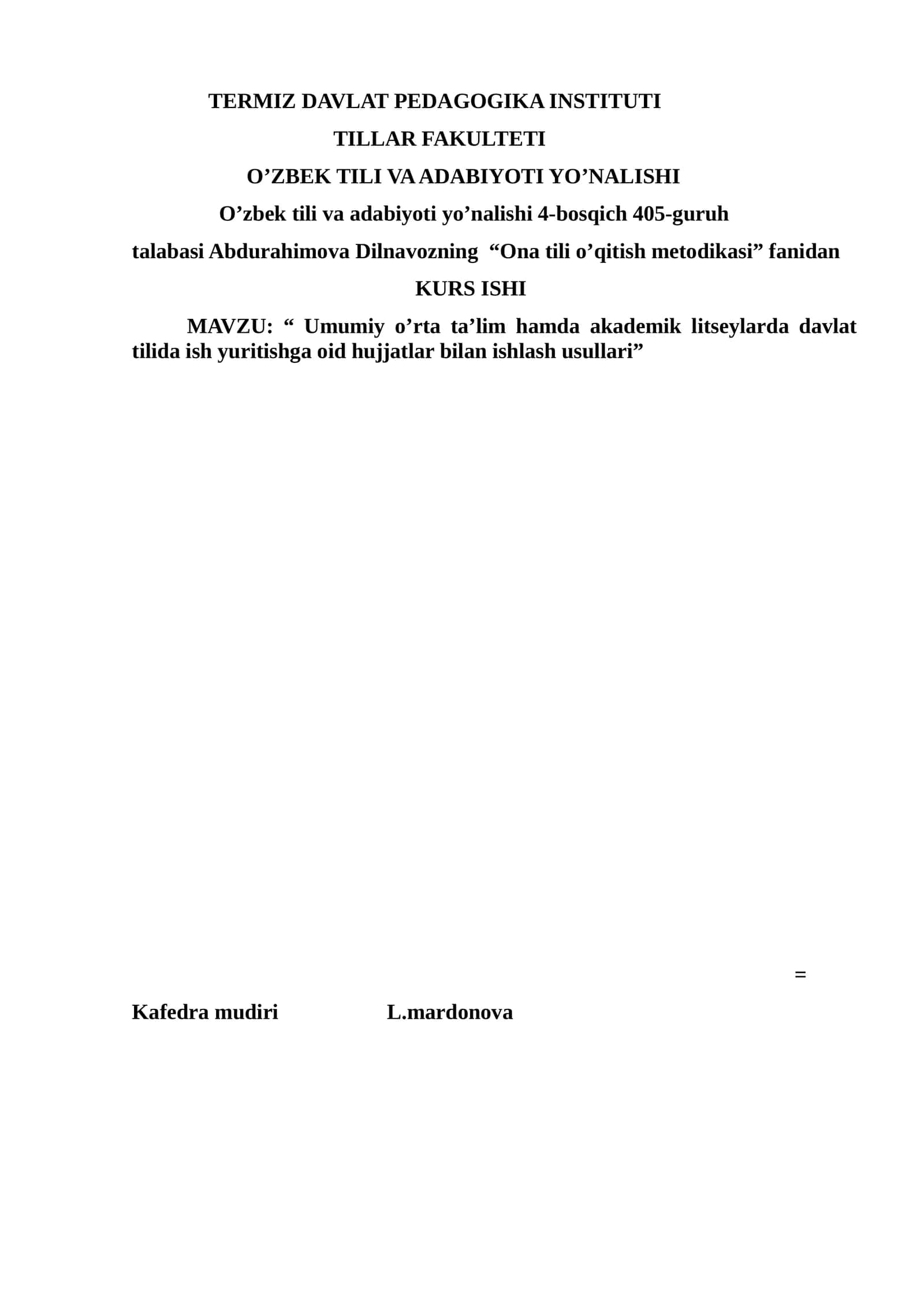 O’na tili o’qitish metodikasi