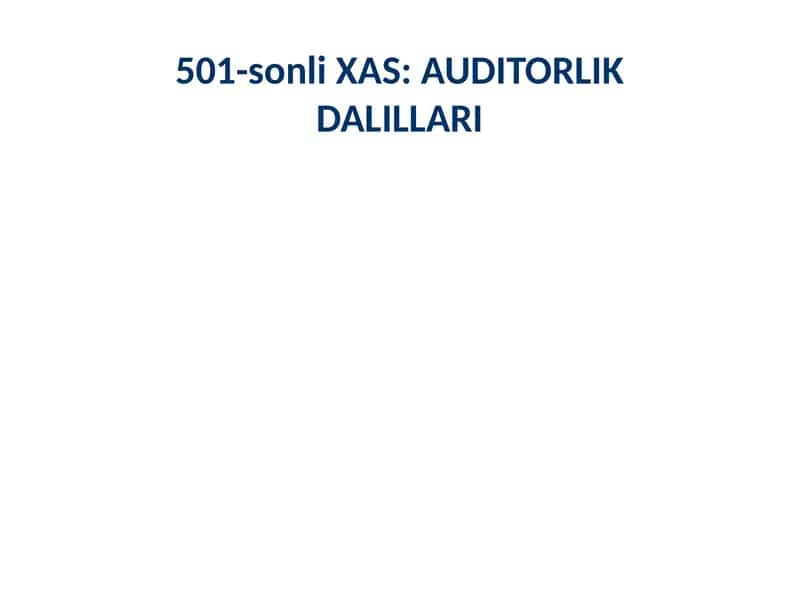 501-sonli XAS: AUDITORLIK DALILLARI