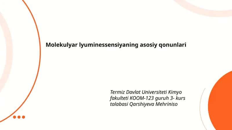 Molekulyar lyuminessensiyaning asosiy qonunlari