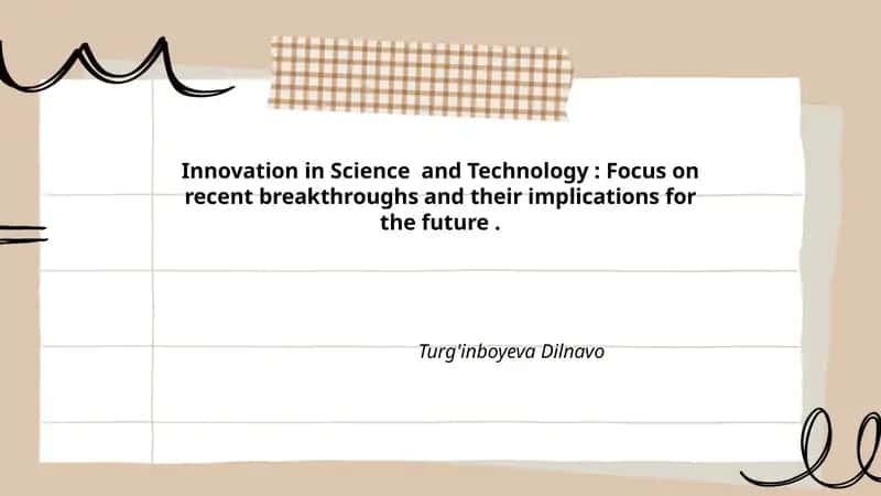 Innovation in Science and Technology