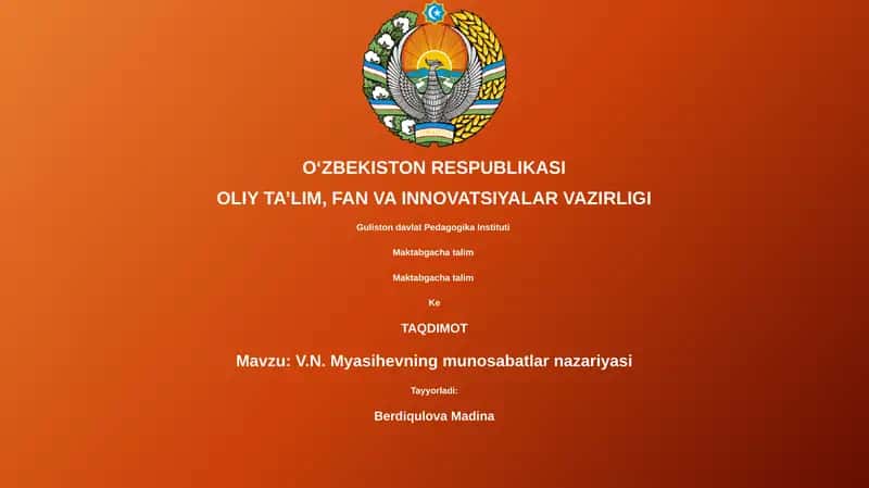 V.N. Myasihevning munosabatlar nazariyasi