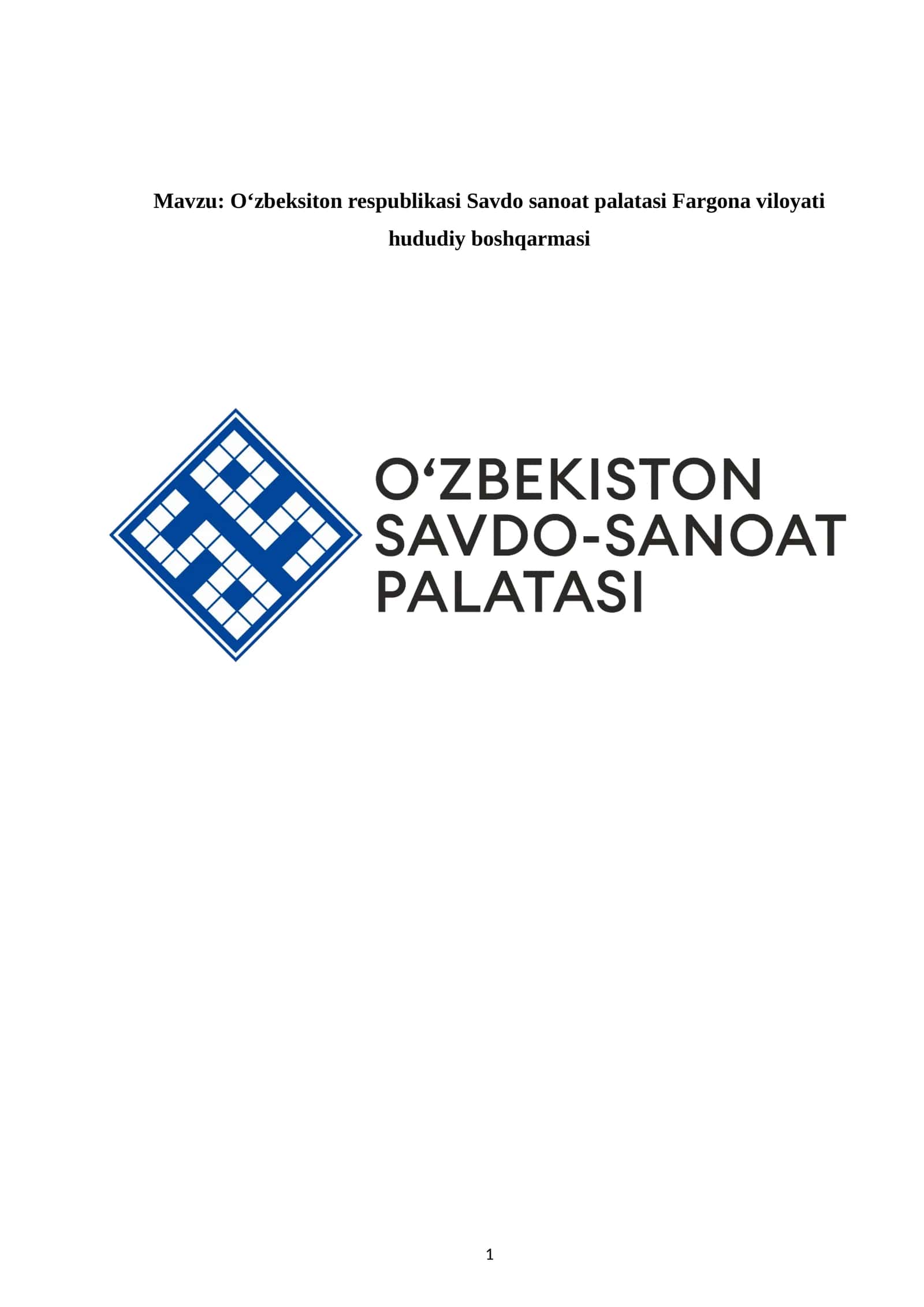 Oʻzbeksiton respublikasi Savdo sanoat palatasi Fargona viloyati hududiy boshqarmasi
