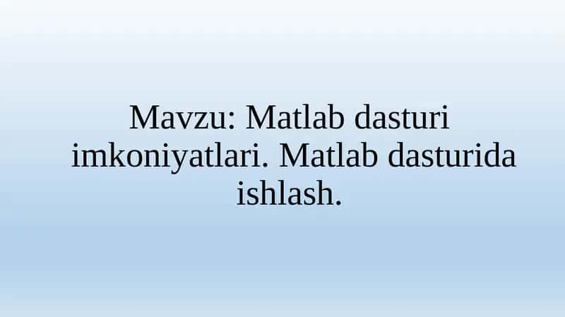 MATLAB dasturlari
