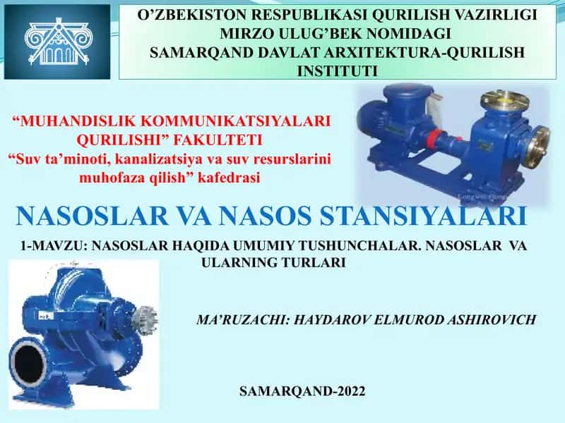 Nasoslar va nasos stansiyalari