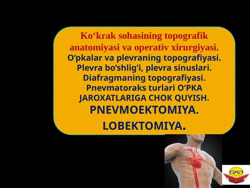 Ko‘kraksohasining topografik anatomiyasi va operativ xirurgiyasi