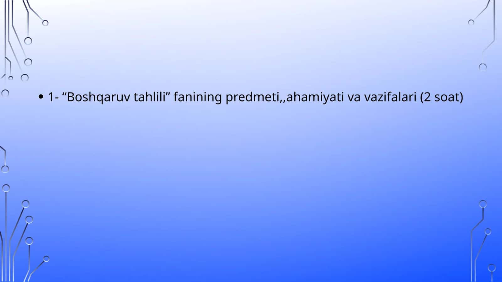 Boshqaruv tahlili fanining predmeti