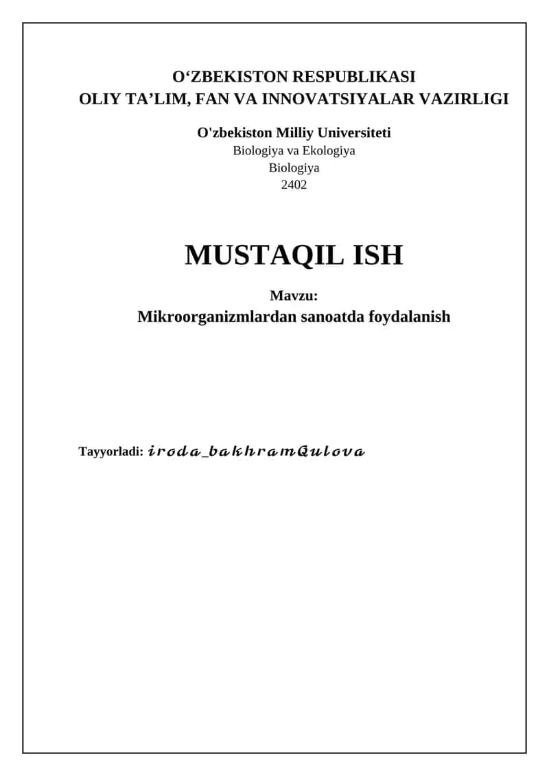 Mikroorganizmlardan sanoatda foydalanish