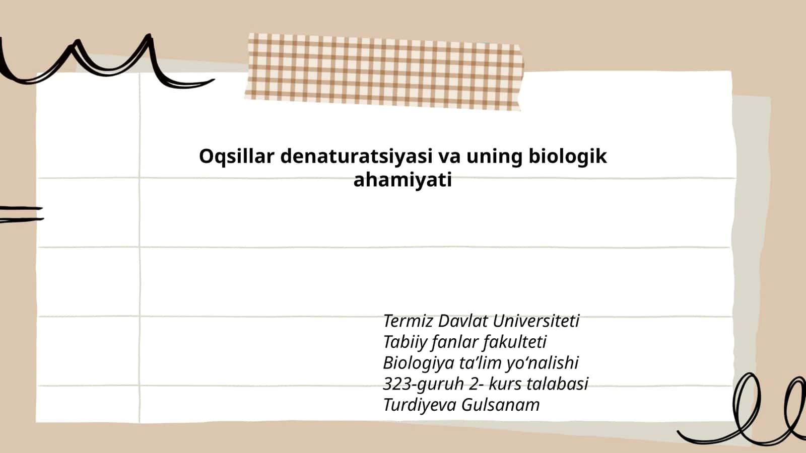 Oqsillar denaturatsiyasi va uning biologik ahamiyati