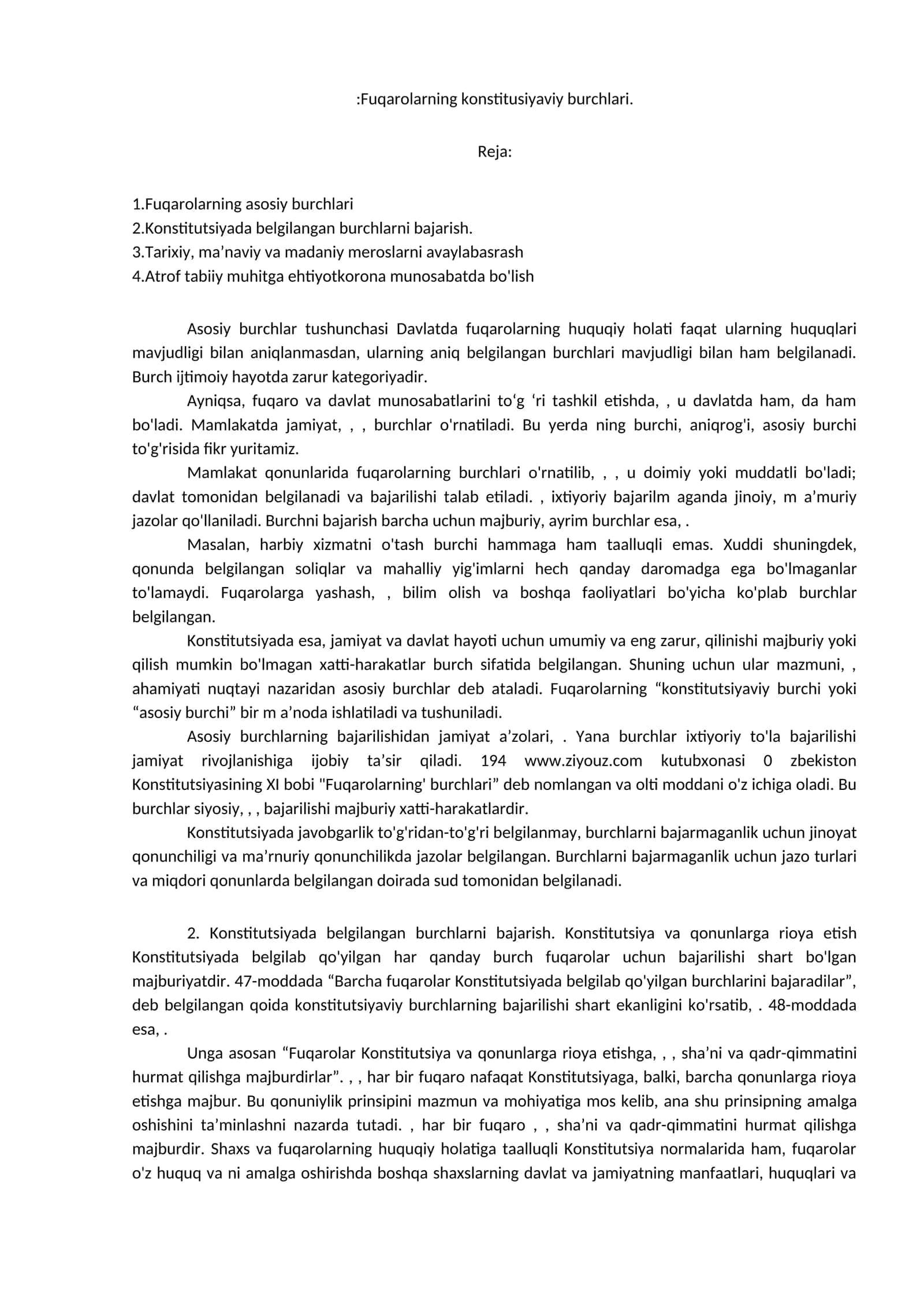 Fuqarolarning konstitusiyaviy burchlari