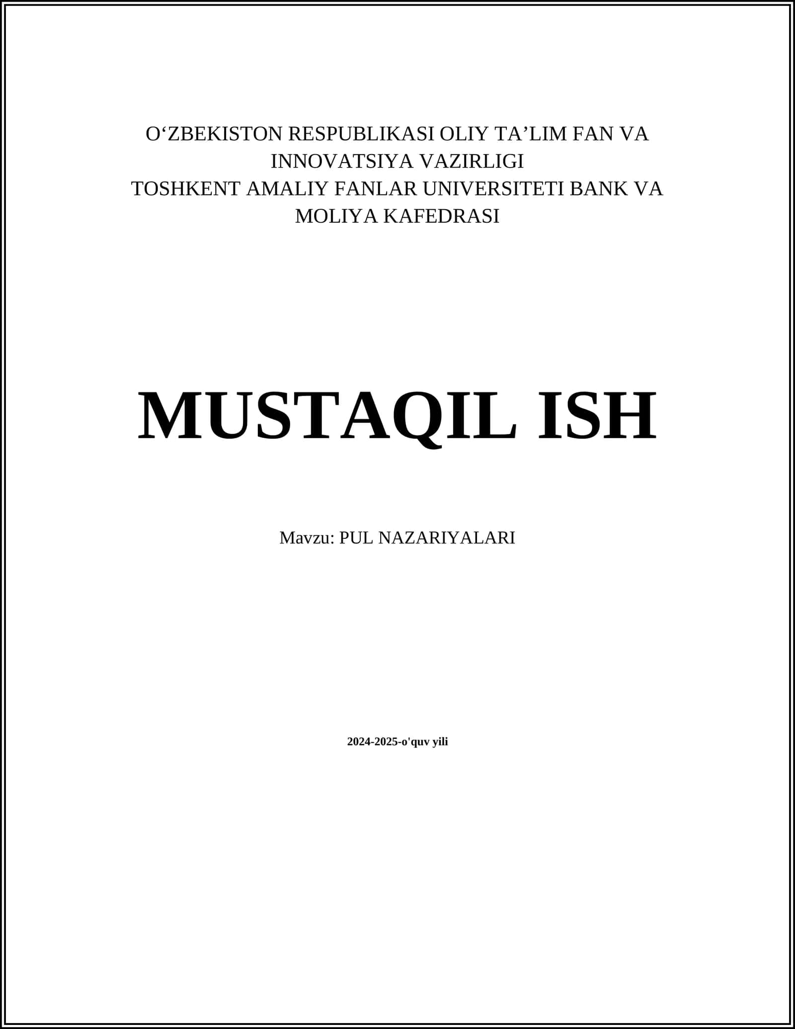 PUL NAZARIYALARI
