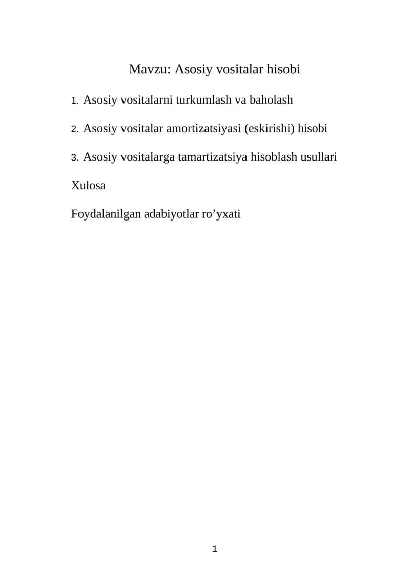 Asosiy vositalar hisobi