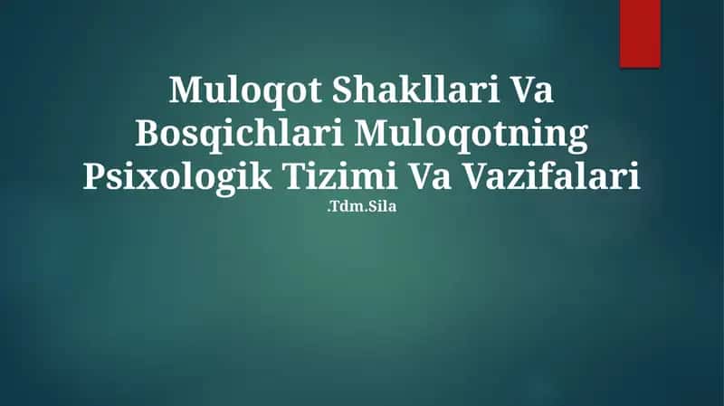 Muloqot Shakllari Va Bosqichlari