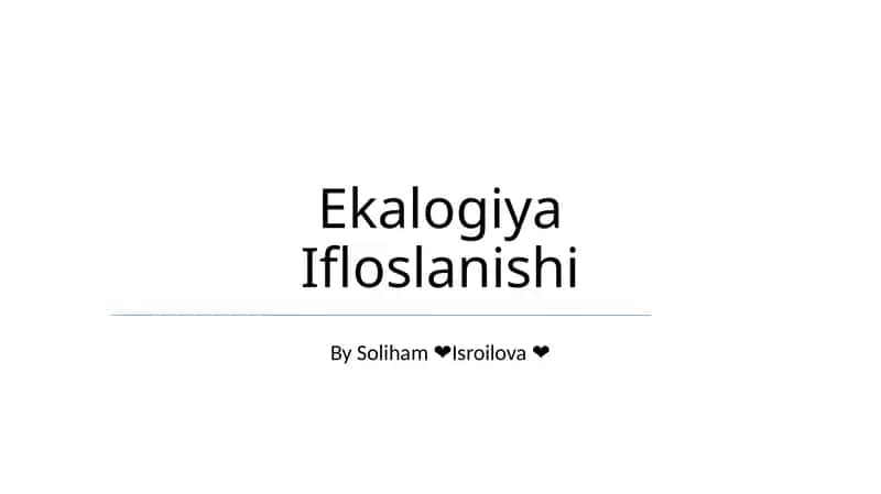 Ekologiya Ifloslanishi