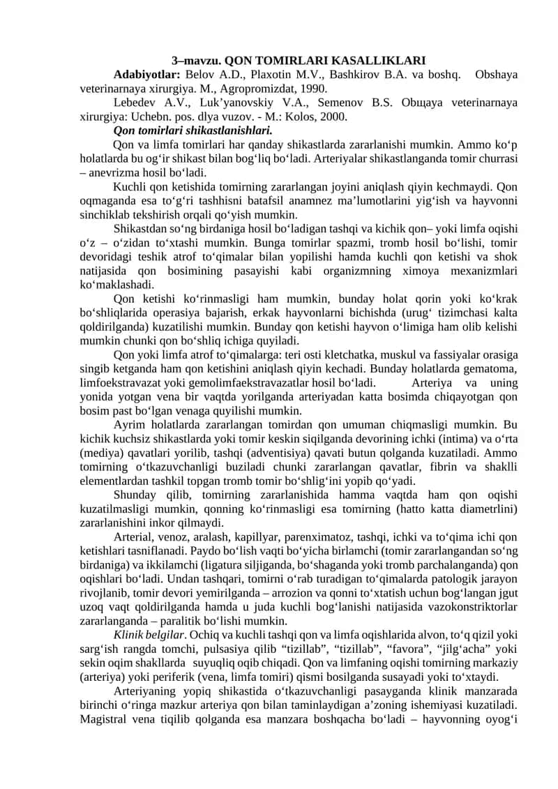 QON TOMIRLARI KASALLIKLARI