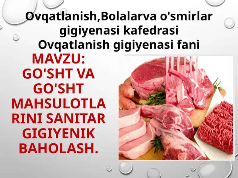 Go'sht va go'sht mahsulotlarini gigiyenik baholash