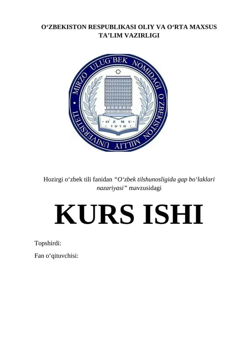 O‘zbek tilshunosligida gap bo‘laklari nazariyasi