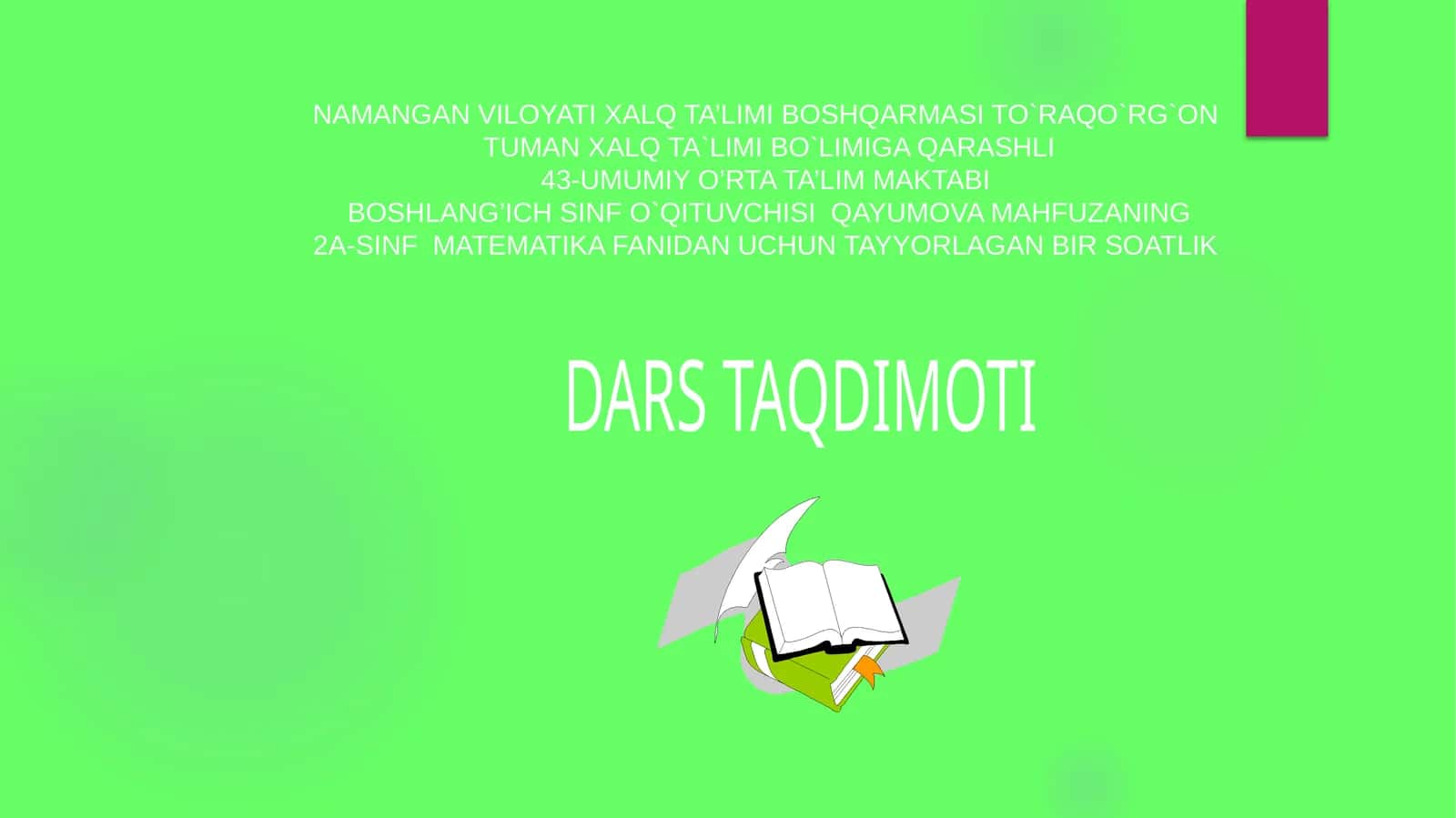 O'tilgan mavzuni mustahkamlash