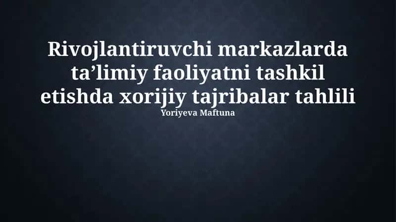 Chet el tajribasini tahlil qilish