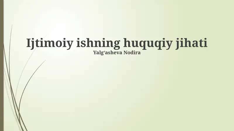 Ijtimoiy ishning huquqiy jihati