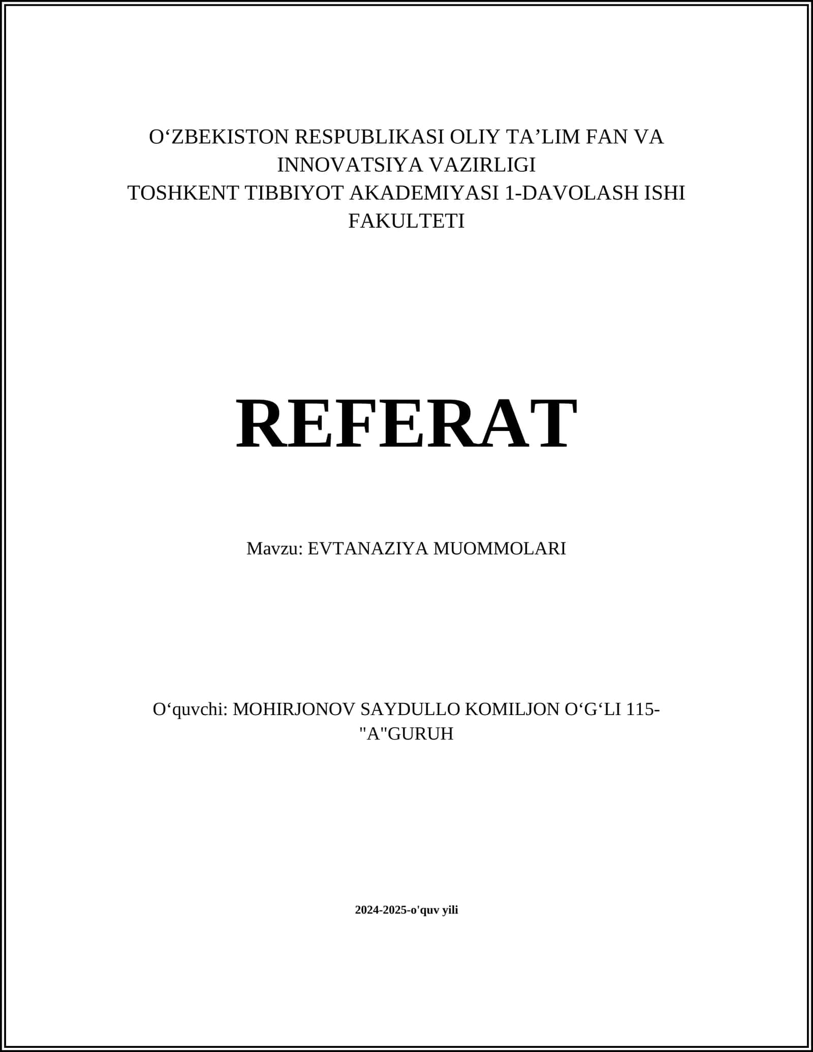 EVTANAZIYA MUOMMOLARI