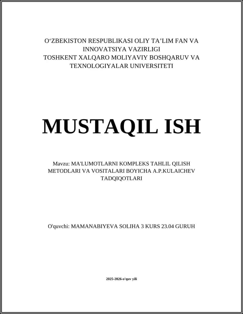 A.P. Kulaichevning kompleks ma’lumotlarni tahlil qilish nazariyasi