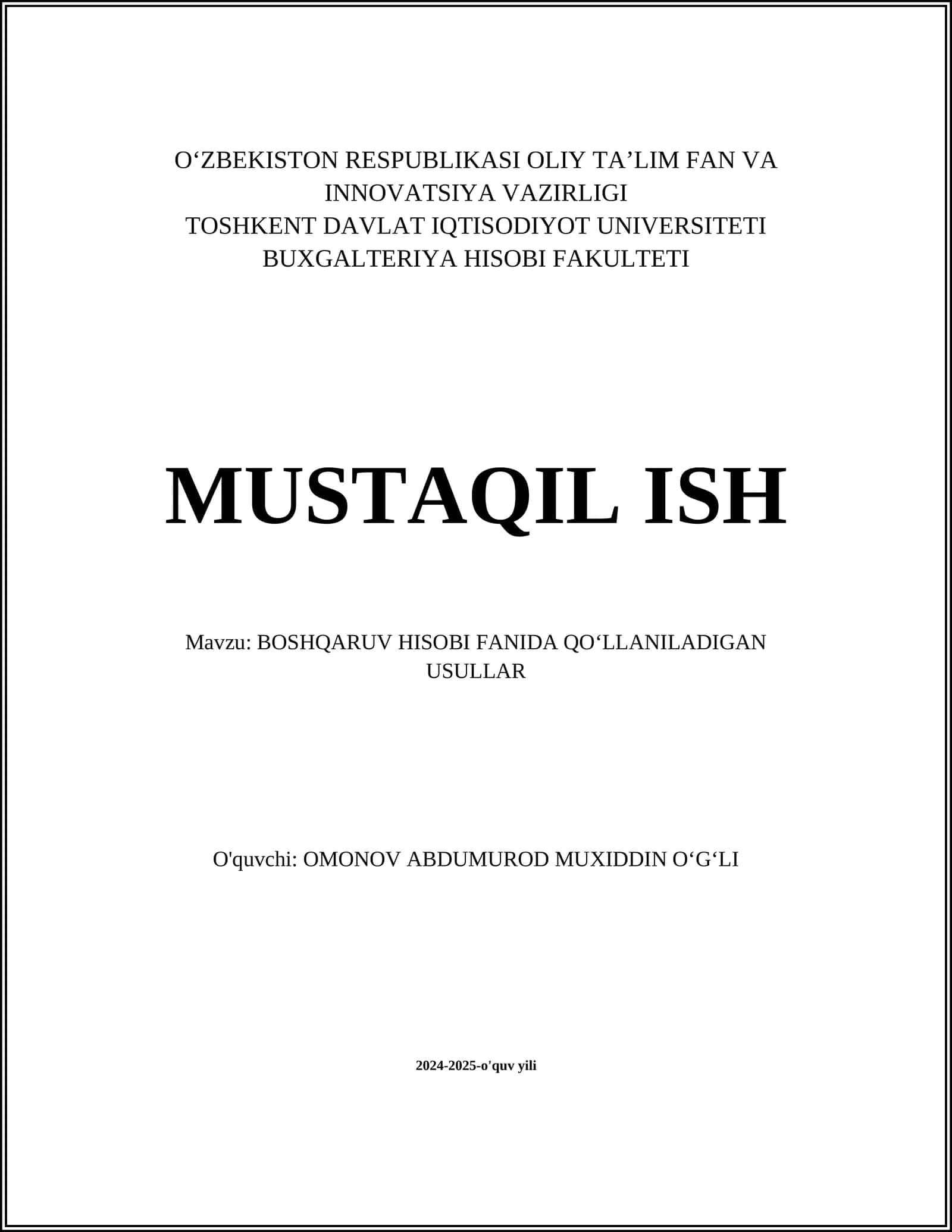 BUDJETLASHTIRISH USULLARI