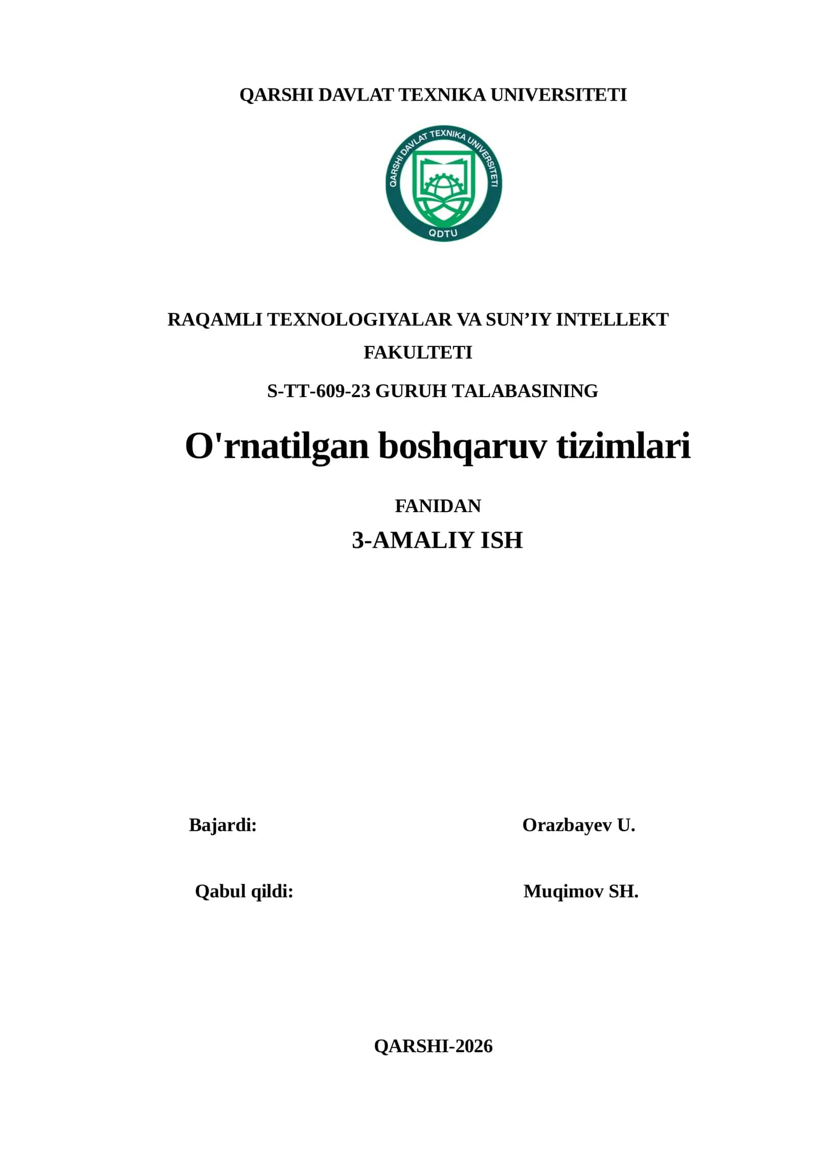 O'rnatilgan boshqaruv tizimlari