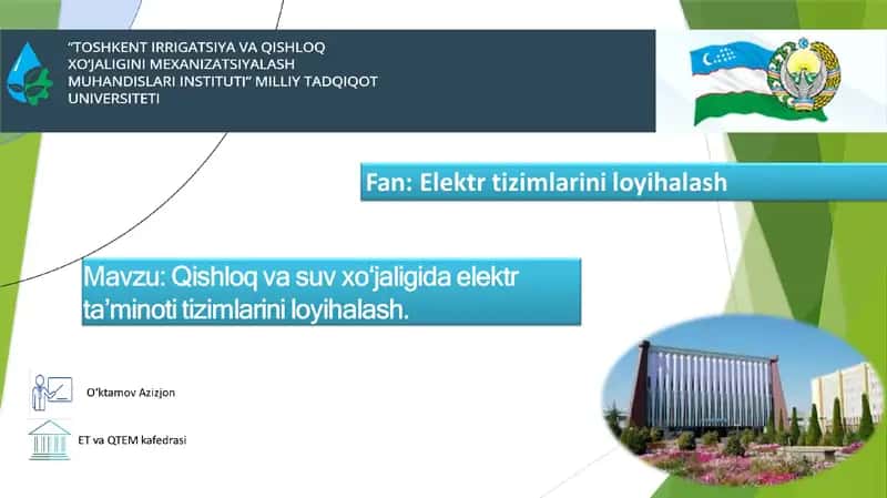 Elektr ta'minoti tizimlarini loyihalash
