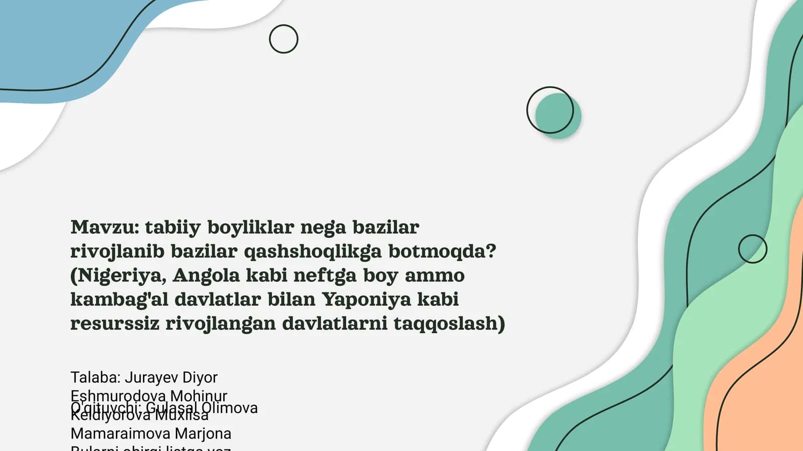 Tabiiy boyliklar nega bazilar rivojlanib bazilar qashshoqlikga botmoqda?