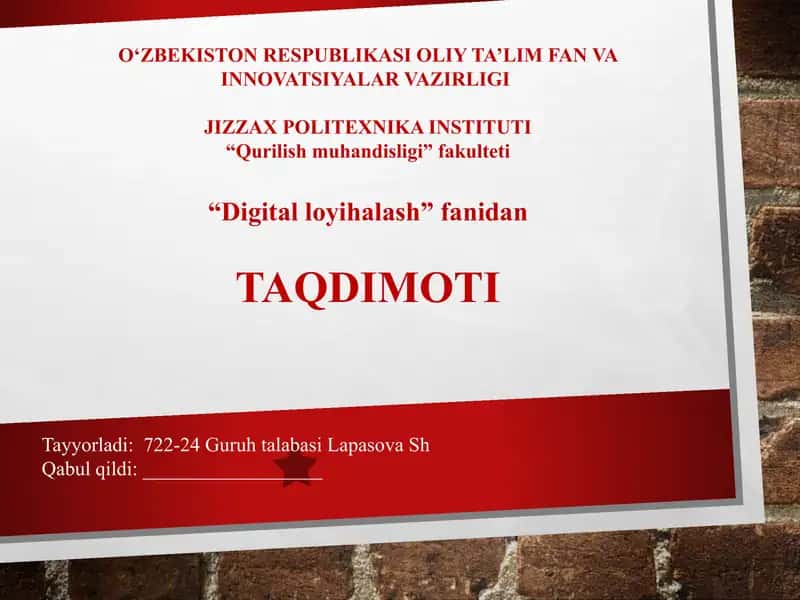 Loyihani vizualizatsiya qilish