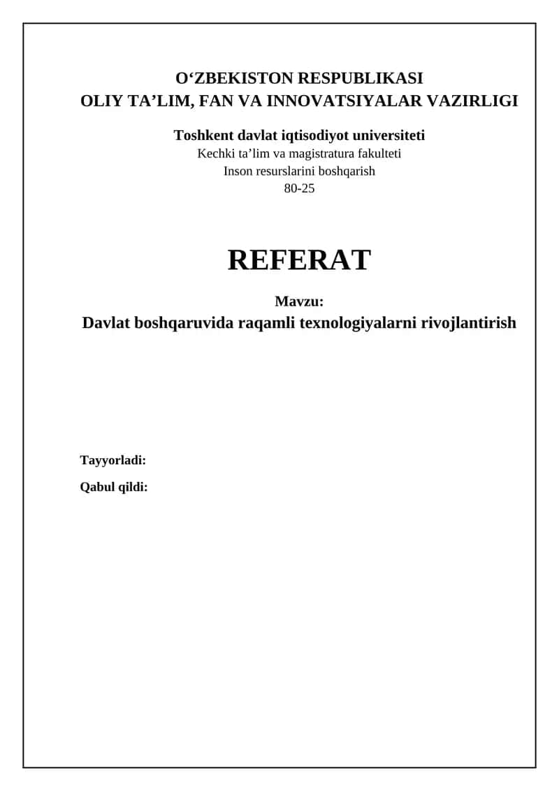 Raqamli Texnologiyalarni Rivojlantirish
