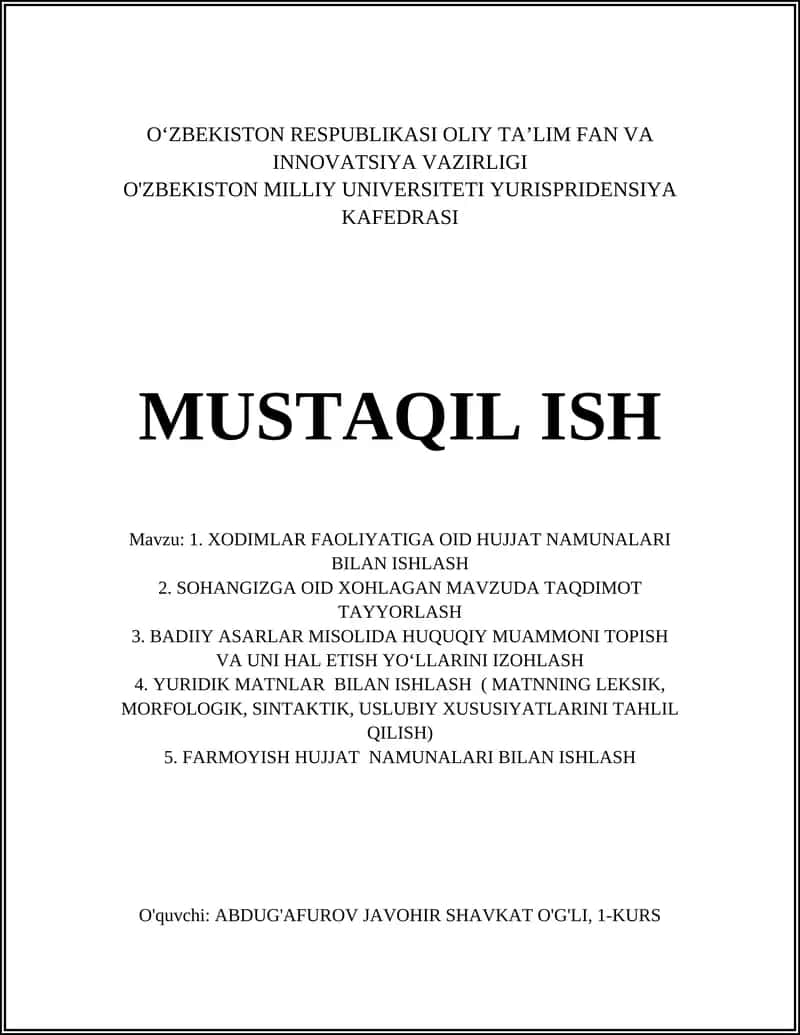 Xodimlarning mehnat shartnomasi va qo‘shimcha kelishuvlari bilan ishlash