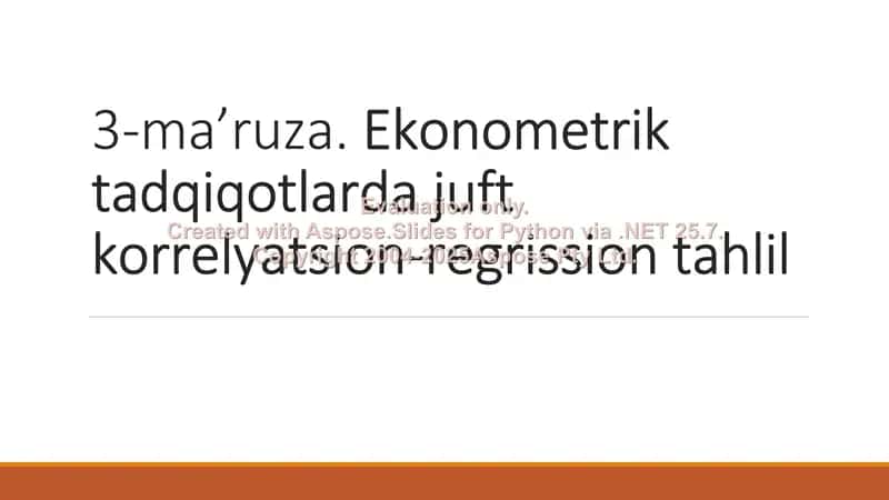 Ekonometrik tadqiqotlarda juft korrelyatsion-regrission tahlil