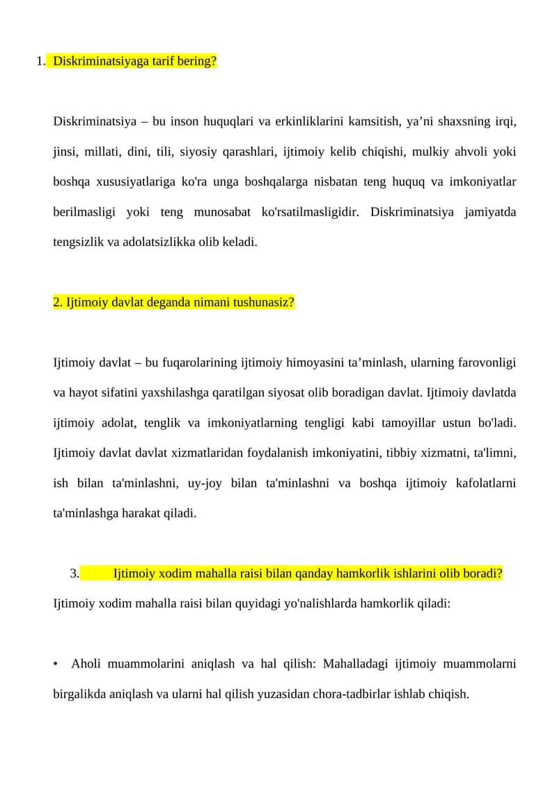 ARGOSdan ijtimoiy xizmat ko'rsatish suhbat savollari yangilangan