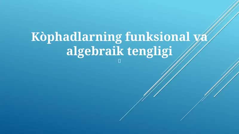 Kòphadlarning funksional va algebraik tengligi