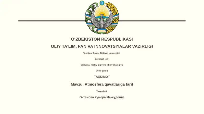 Atmosfera qavatlariga tarif