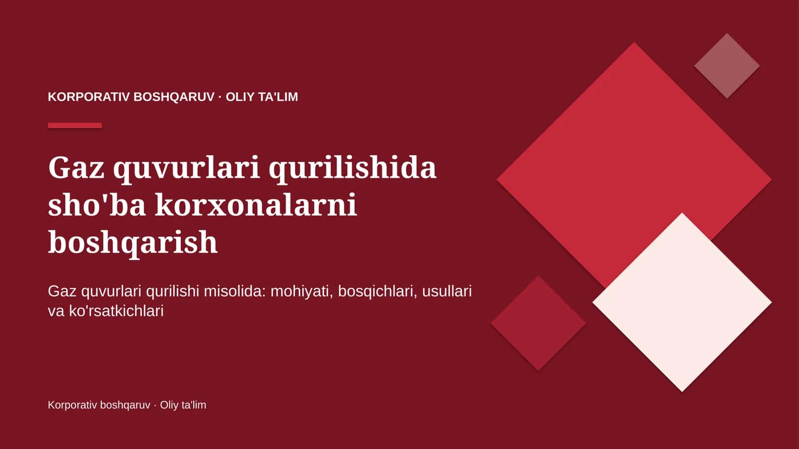 gaz quvurlari qurilishida sho'ba korxonalarni boshqarish 3977