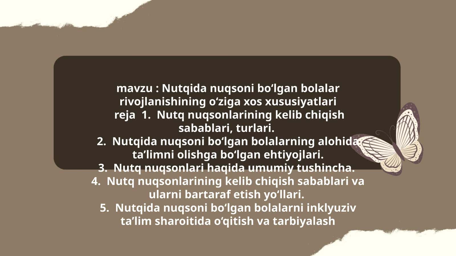 Nutqida nuqsoni bo‘lgan bolalar rivojlanishining o‘ziga xos xususiyatlar