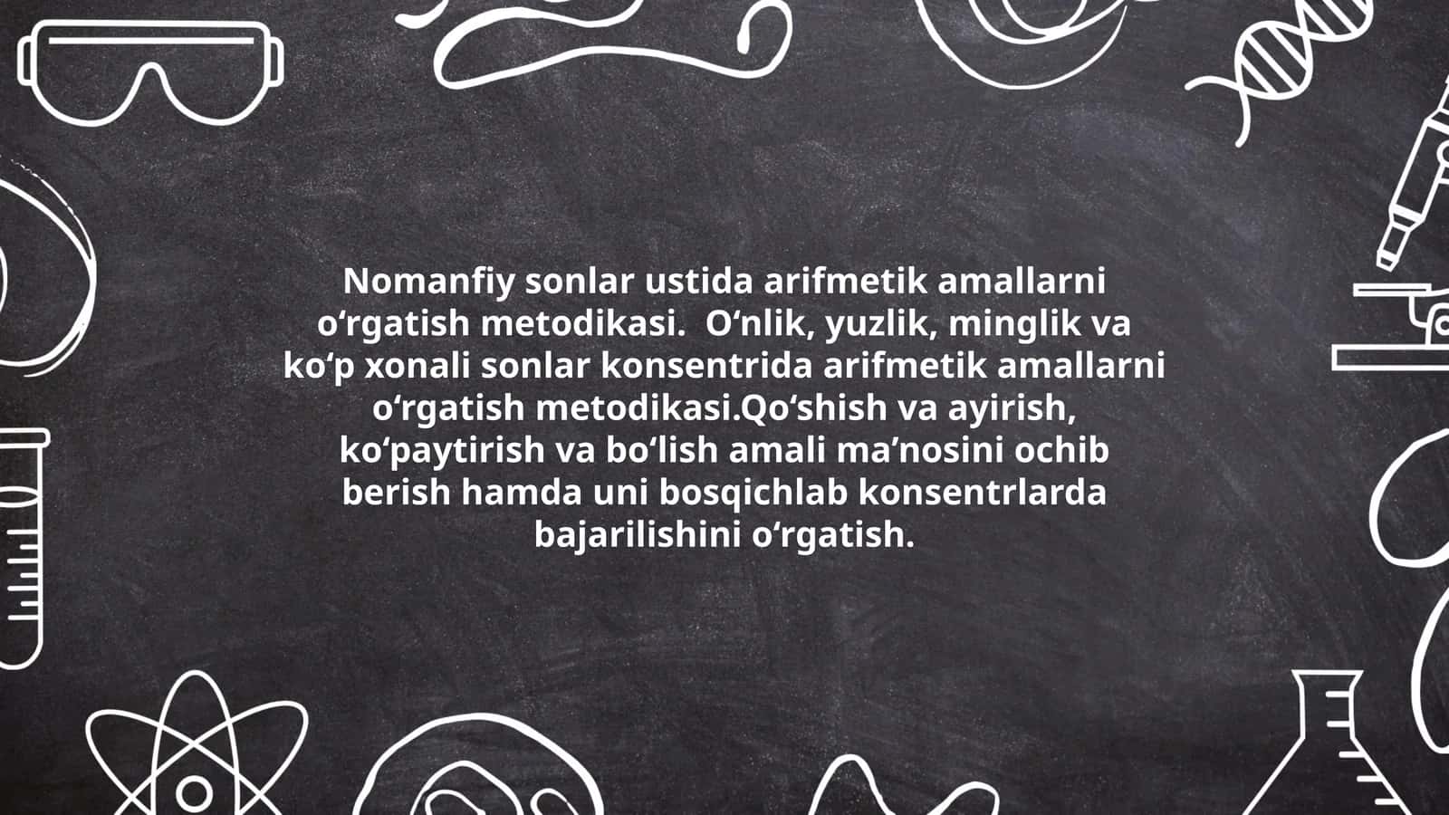 Nomanfiy sonlar ustida arifmetik amallarni o‘rgatish metodikasi
