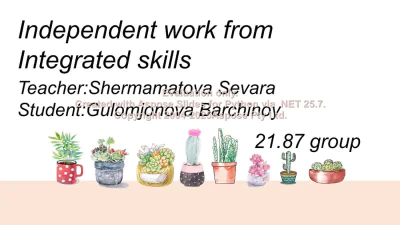 Independent work from Integrated skills