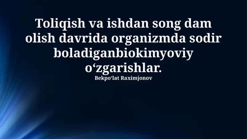 Oqsil sintezi va mushaklarning tiklanishi