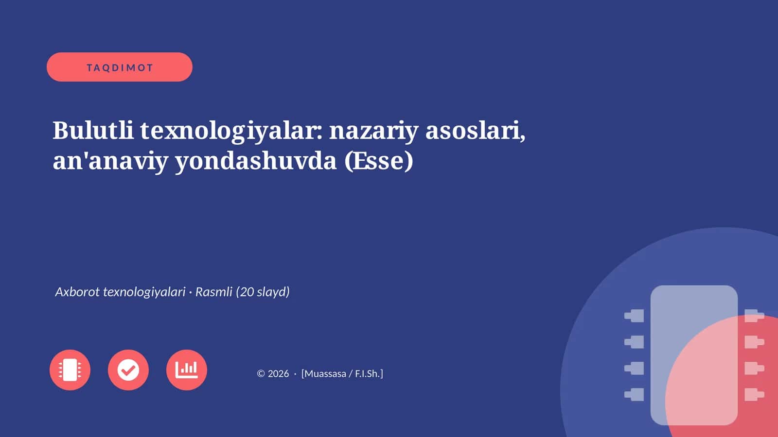 Bulutli texnologiyalar: nazariy asoslari, an'anaviy yondashuvda (Esse)