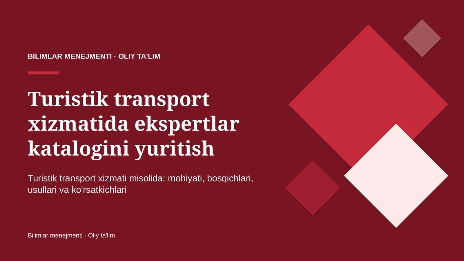 turistik transport xizmatida ekspertlar katalogini yuritish 3337