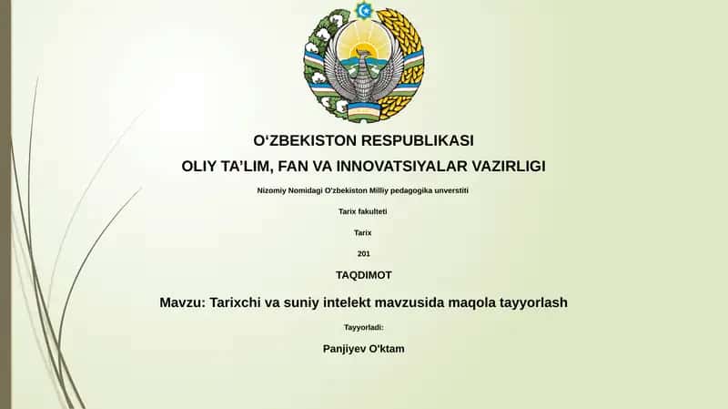 Tarixchi va suniy intelekt mavzusida maqola tayyorlash