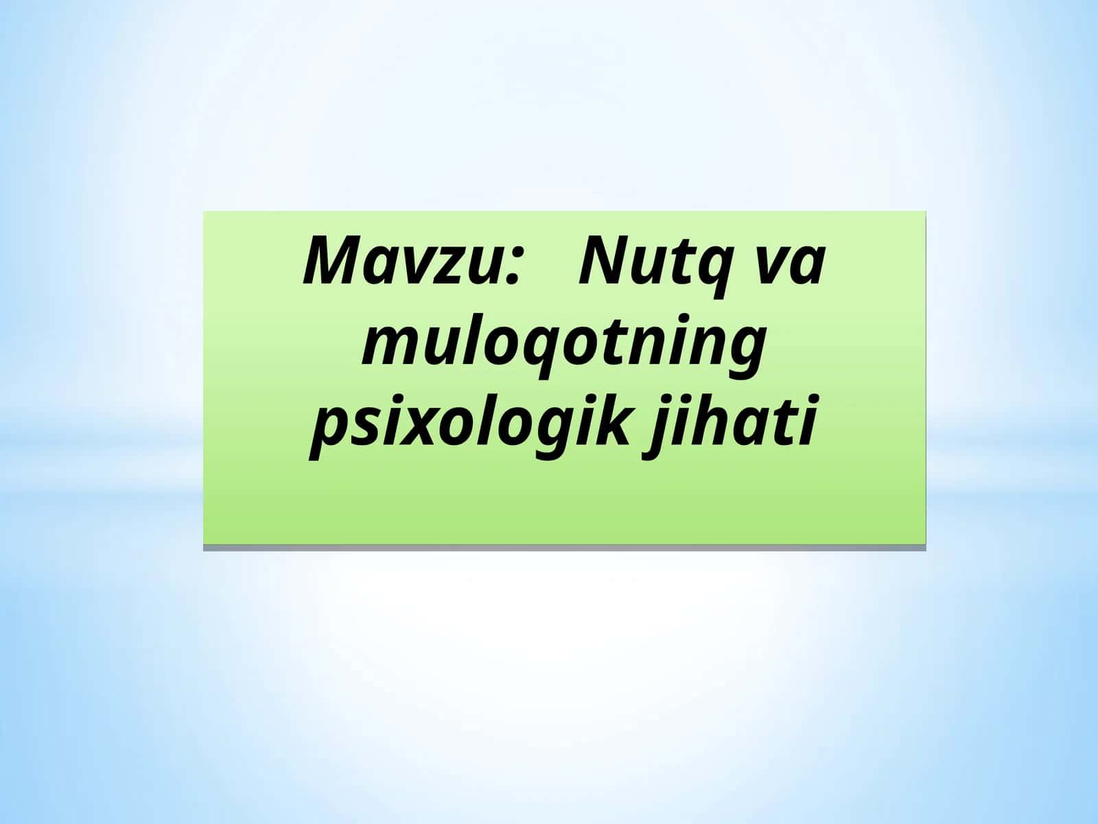 nutq va muloqot