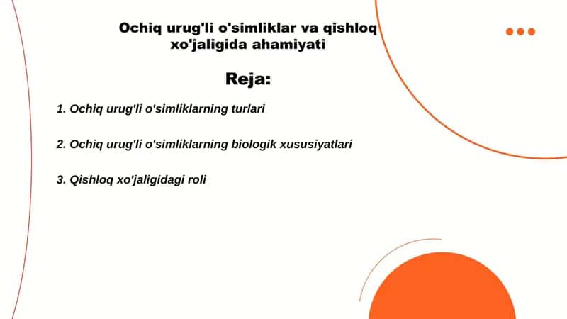 Ochiq urug'li o'simliklar va qishloq xo'jaligida ahamiyati