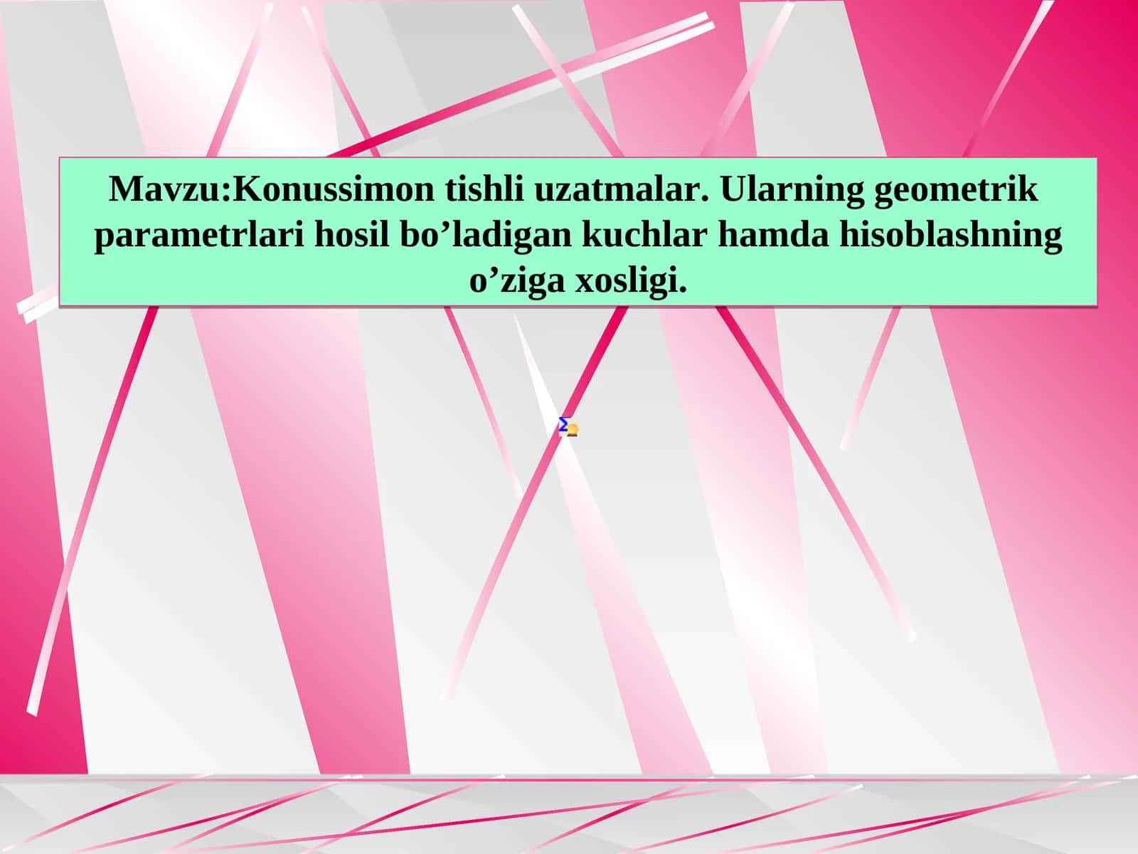 Konussimon tishli uzatmalar. Ularning geometrik parametrlari hosil bo’ladigan kuchlar hamda hisoblashning o’ziga xosligi