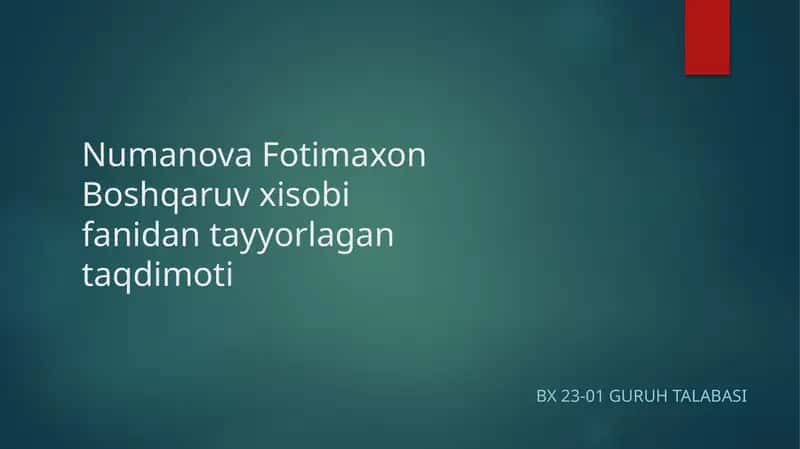 Boshqaruv hisobi fanidam