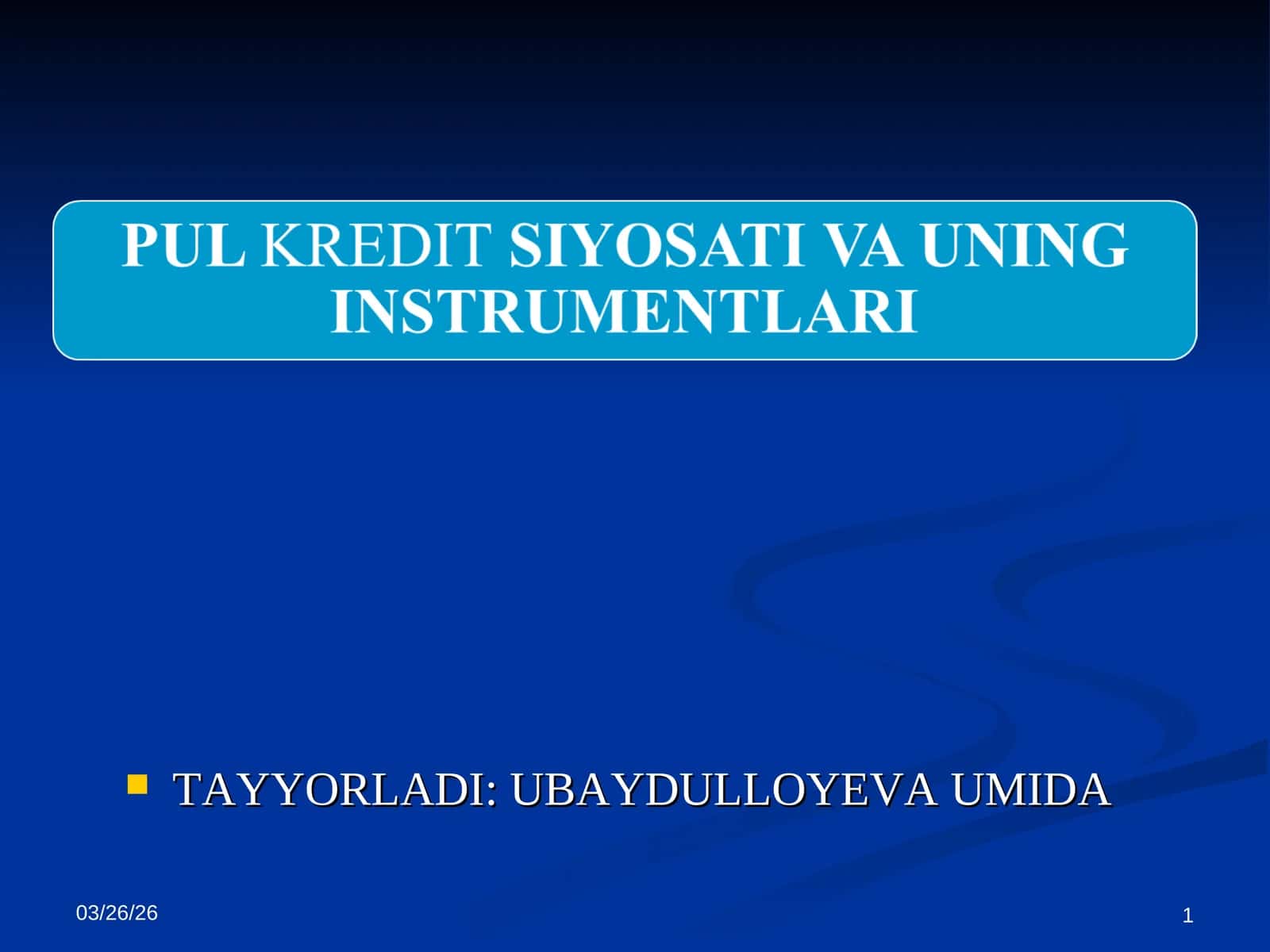 PUL KREDIT SIYOSATI