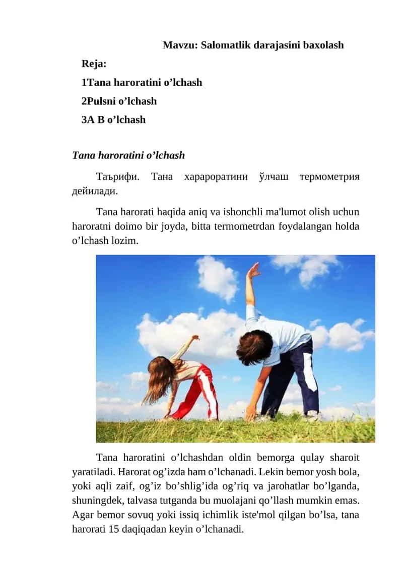 Salomatlik darajasini baxolash